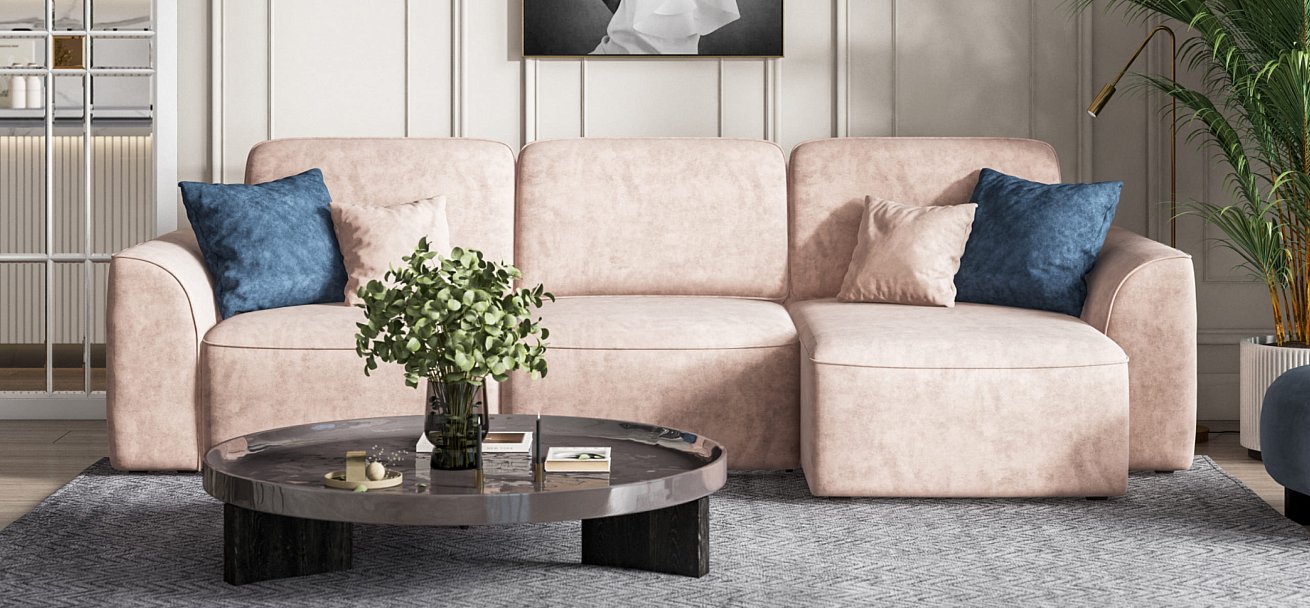 Угловой диван KING SE Велюр Royal пион NEW