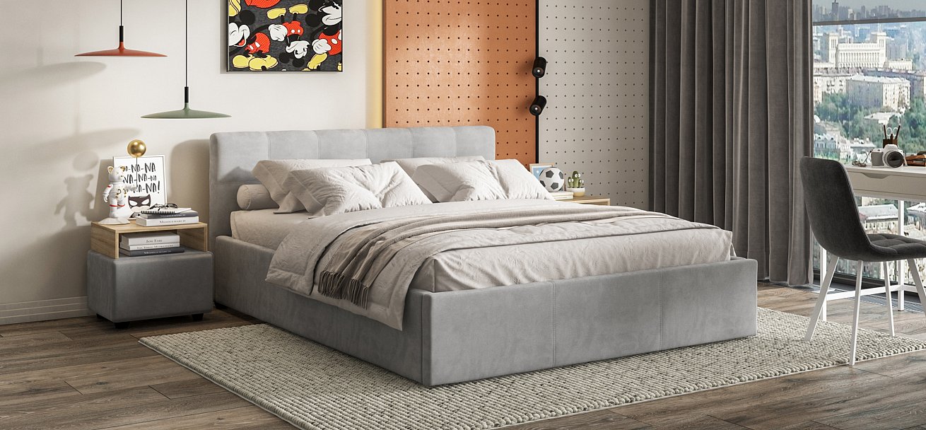 Кровать Белла 160*200 велюр Monolit сталь
