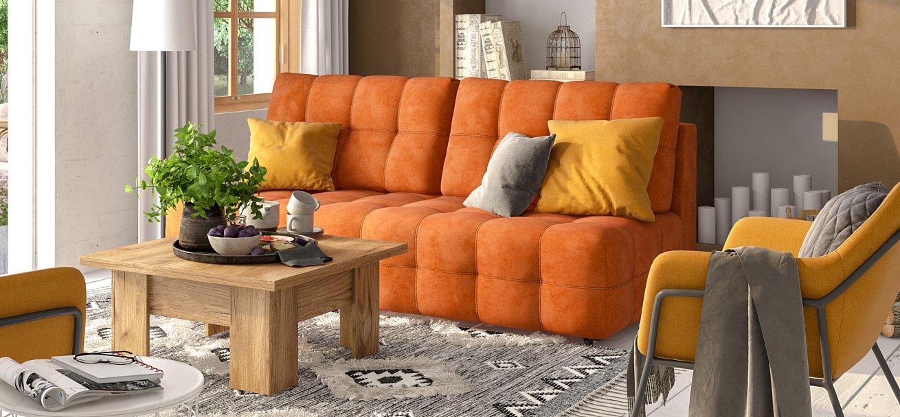 Диван BOSS 2.0 MINI велюр Alkantara оранж