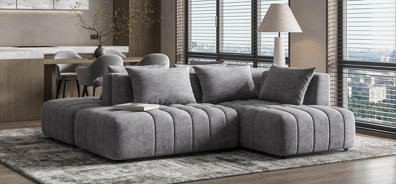 Босс Твин угловой диван правый Велюр Роял агат