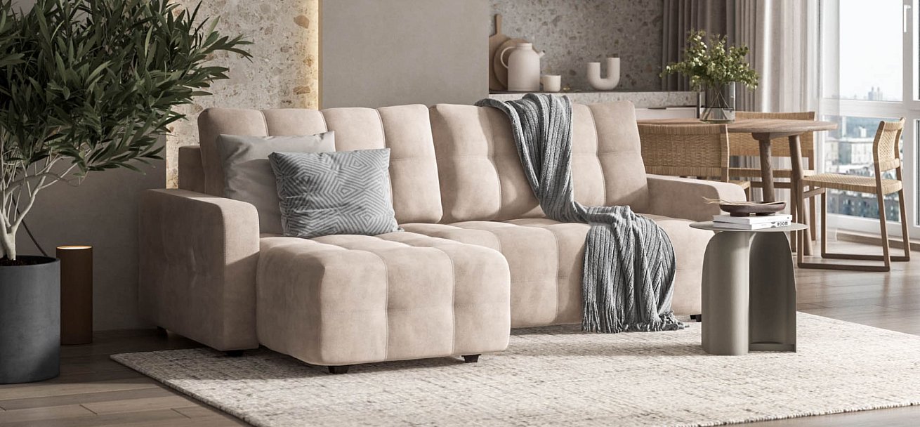 Угловой диван Dandy euro SE велюр Monolit латте