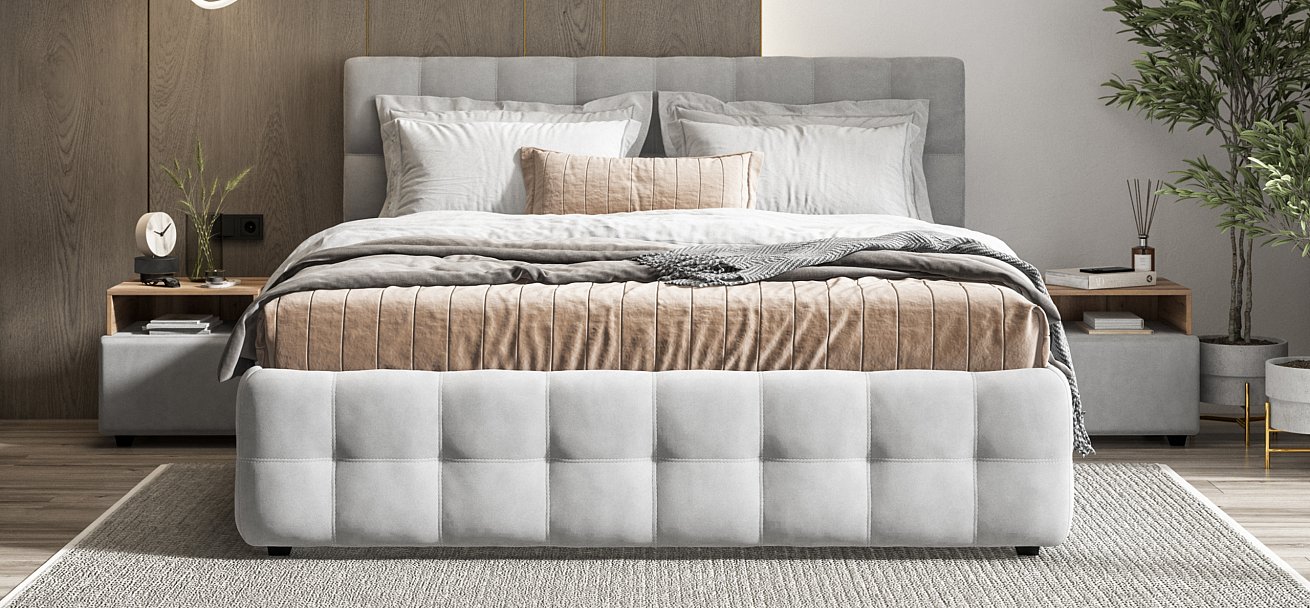 Кровать Босс 180*200 Про велюр Monolit сталь