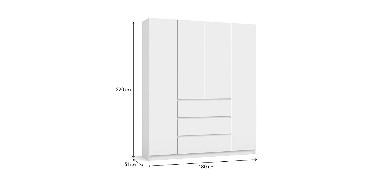 Идея 180 шкаф распашной 4Д+ящики Белый
