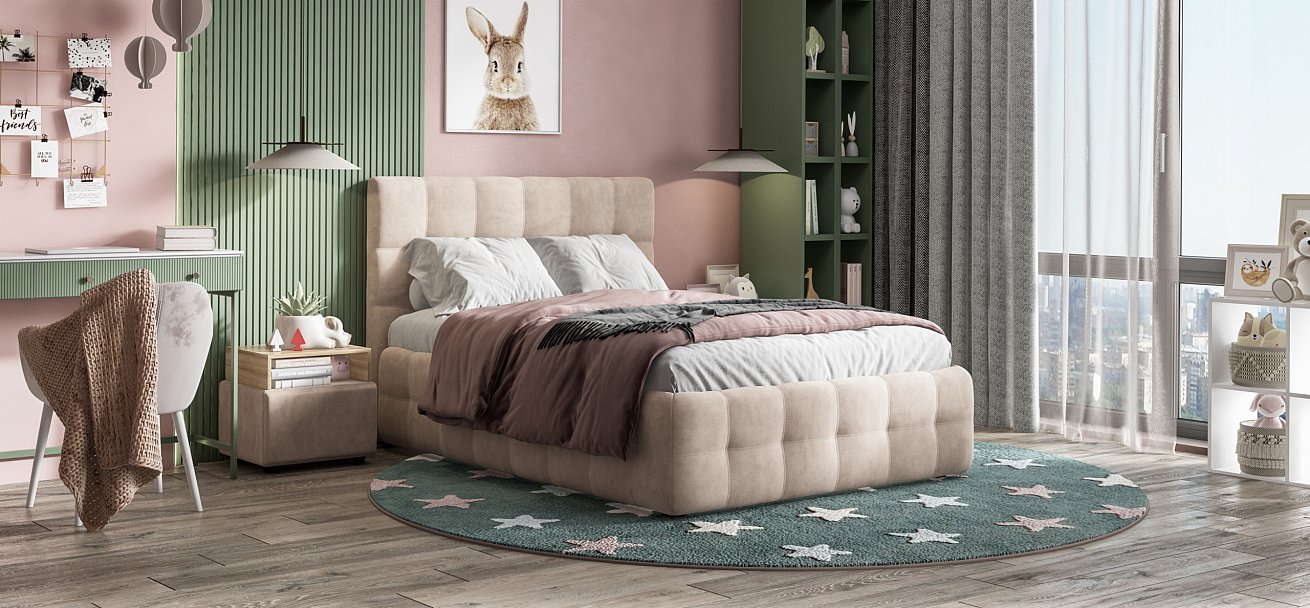 Кровать Босс 140*200 Про велюр Monolit латте