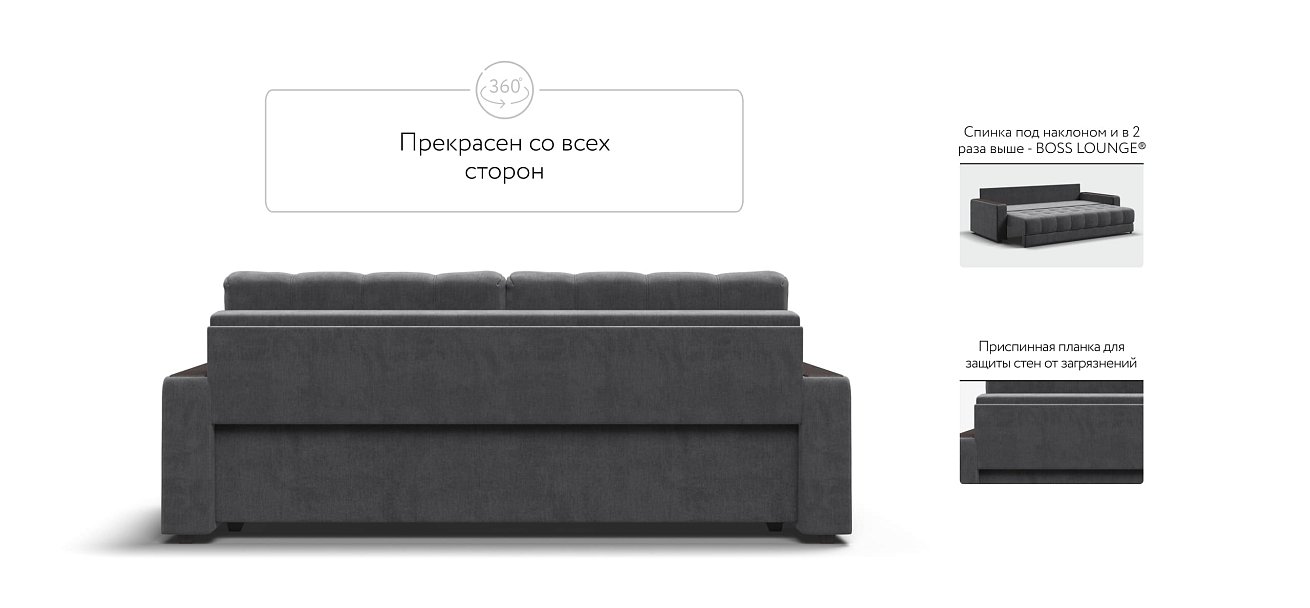 Диван BOSS 2.0 велюр Monolit серый