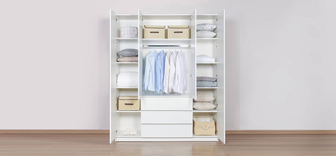 Идея 160 шкаф распашной 4Д+ящики Белый