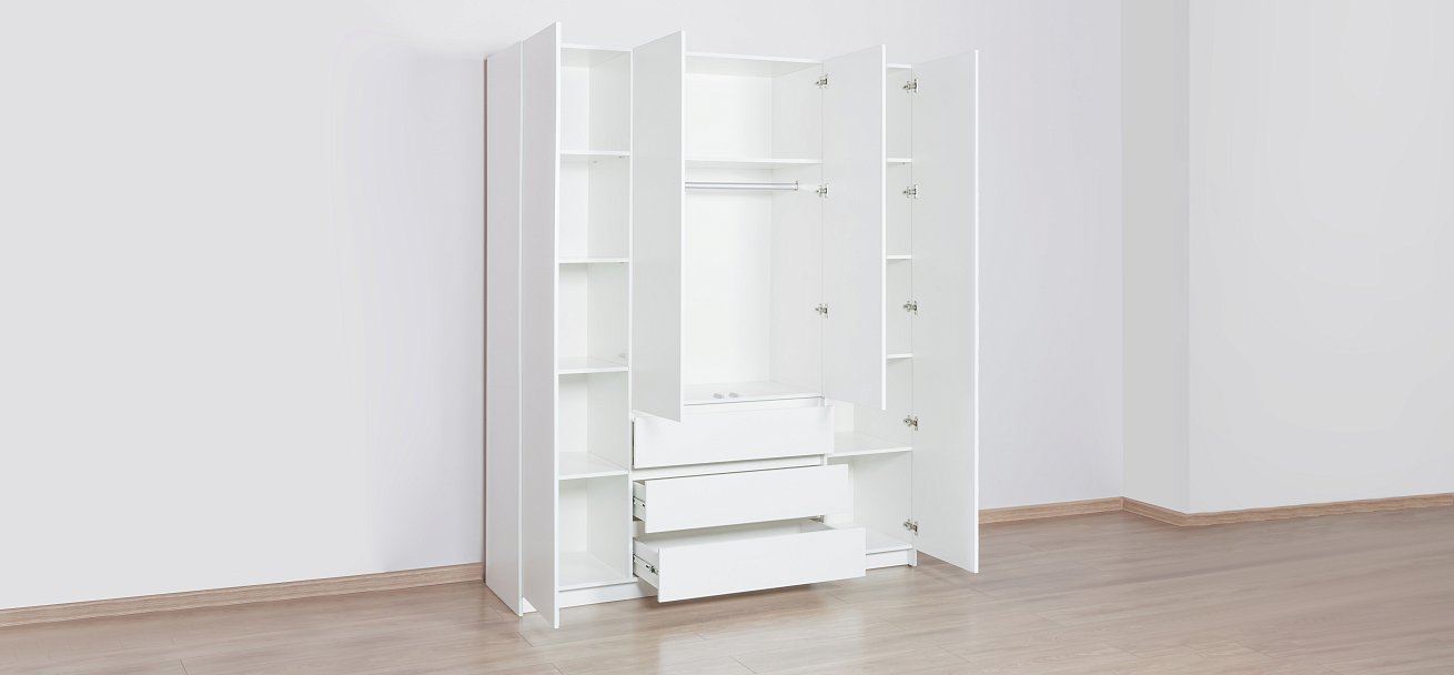 Идея 160 шкаф распашной 4Д+ящики Белый