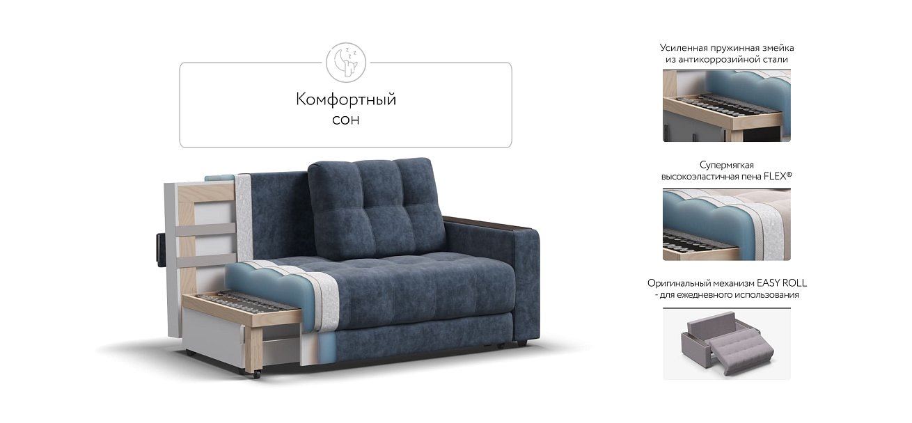 Диван BOSS Compact Велюр Royal топаз NEW