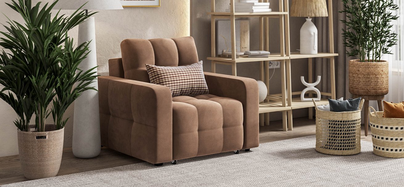 Кресло-кровать Денди Слим велюр Monolit мокко