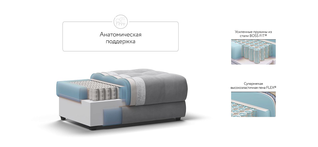 Пуф BOSS XL велюр Monolit сталь