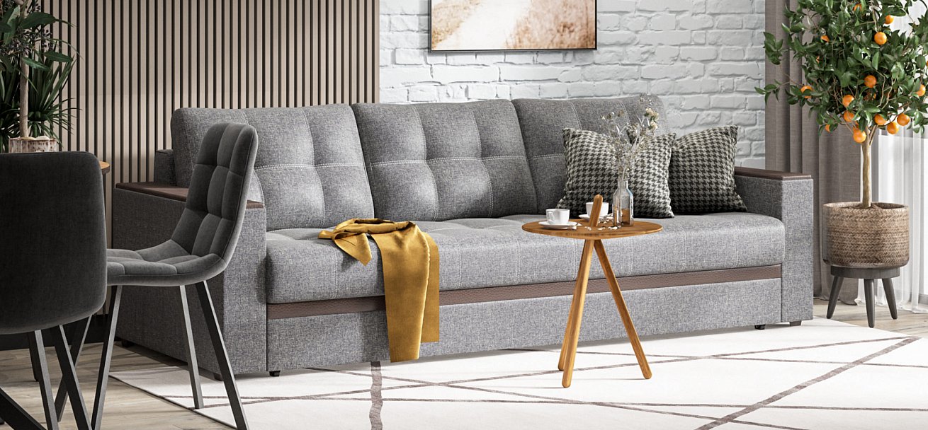 Диван Атланта Люкс SE рогожка Malmo серый