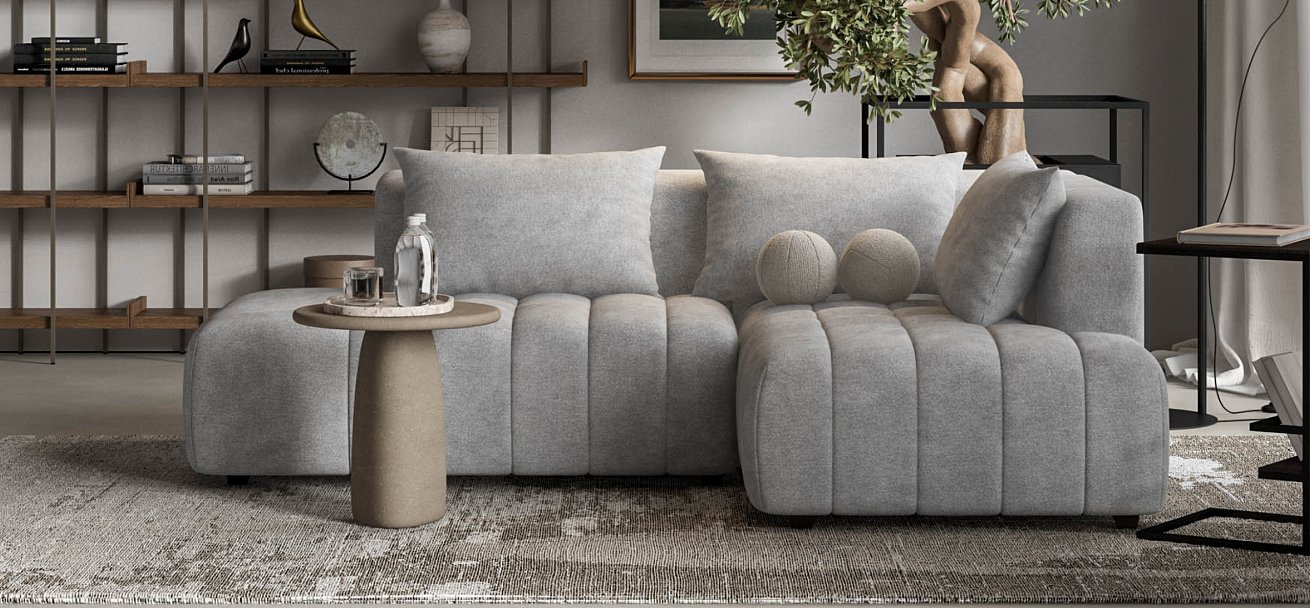 Босс Твин угловой диван правый Шенилл Клауд серый