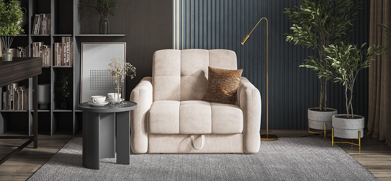 Кресло-кровать BOSS Sleep велюр Monolit латте