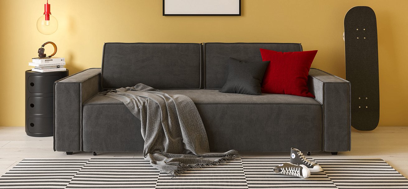 Диван Норд Велюр Monolit серый