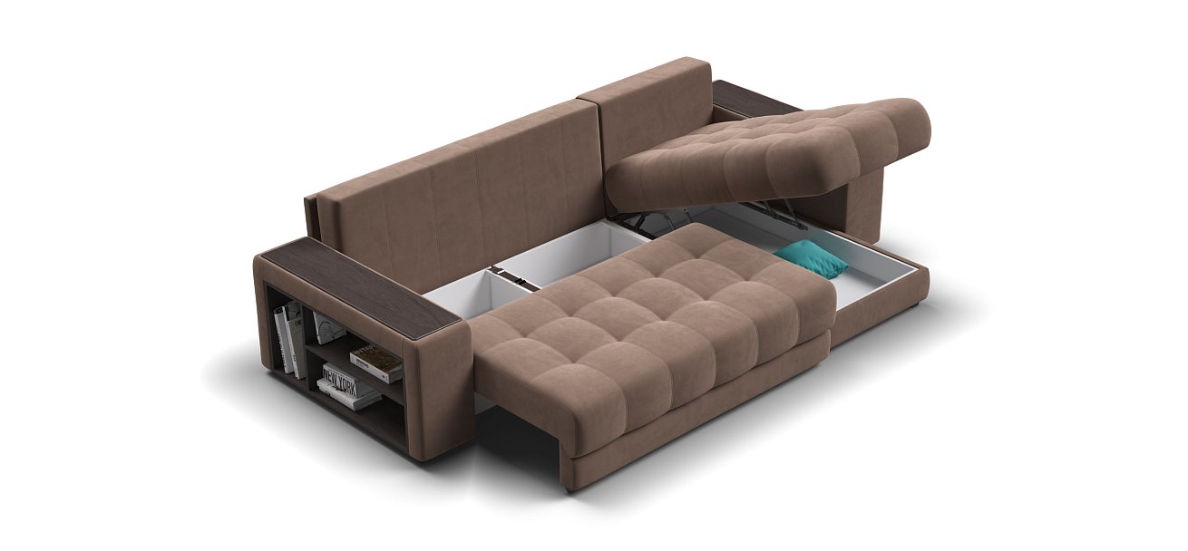 Угловой диван BOSS 3.0 XL велюр Monolit мокко