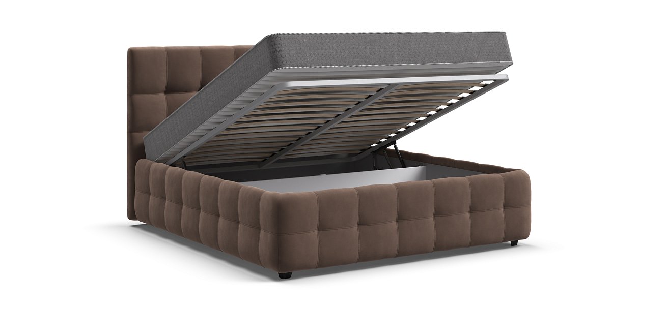 Босс Кровать+ПМ 160*200 Велюр Монолит мокко