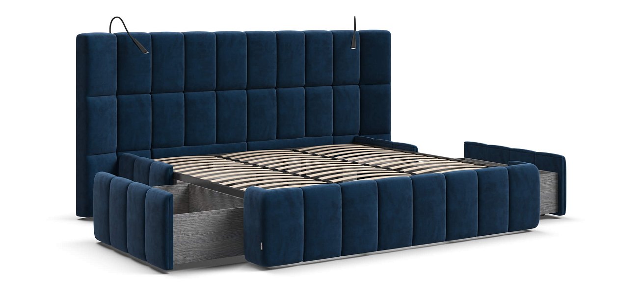 Кровать BOSS.XO 180*200 велюр Monolit синяя