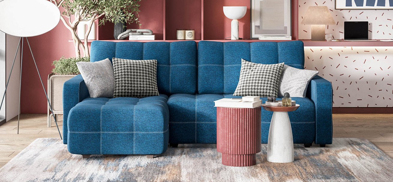 Угловой диван DANDY Euro SE Рогожка Malmo синий