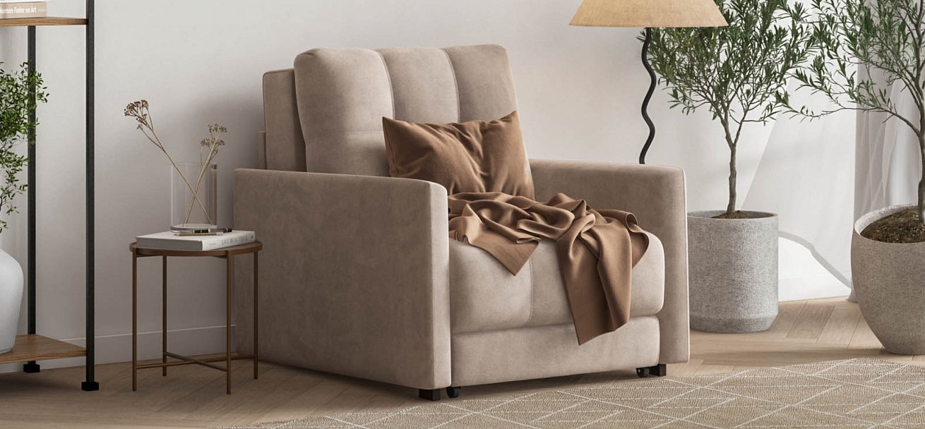 Кресло-кровать BOSS LOFT велюр Monolit латте