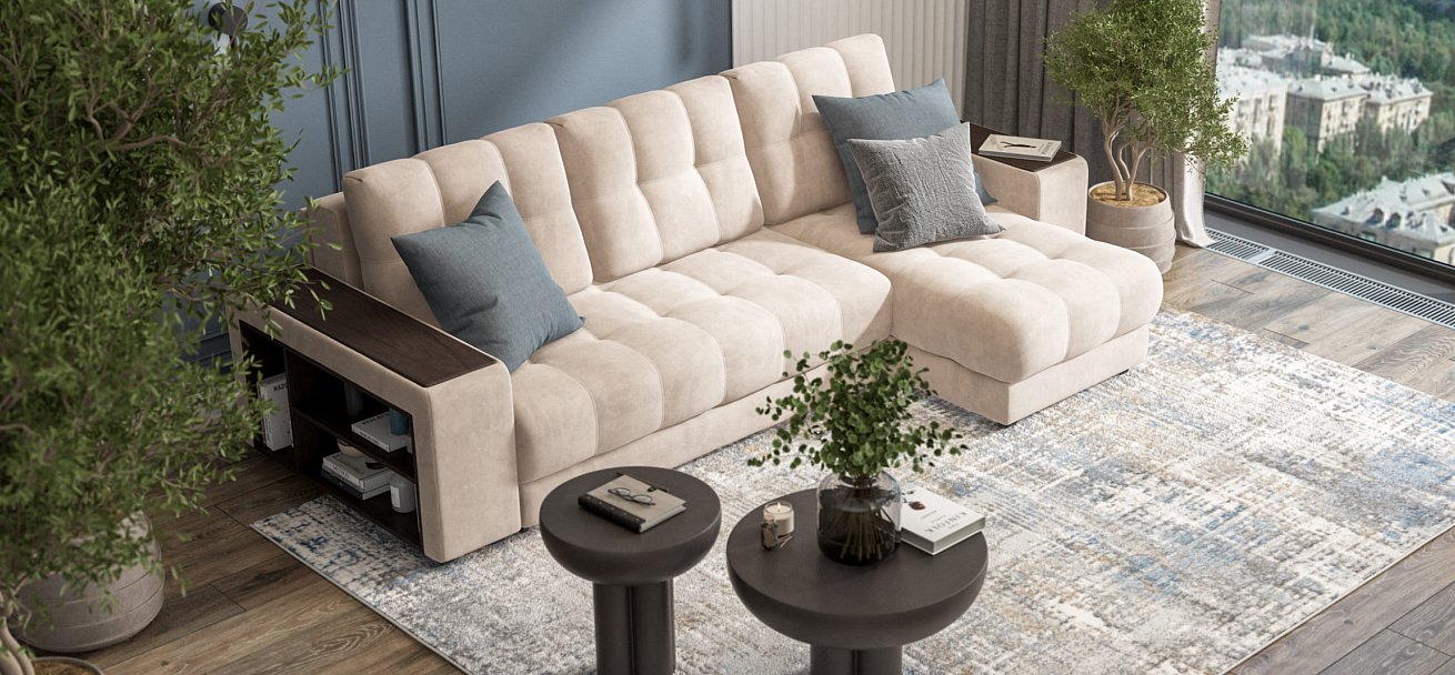 Угловой диван BOSS 3.0 XL велюр Monolit латте