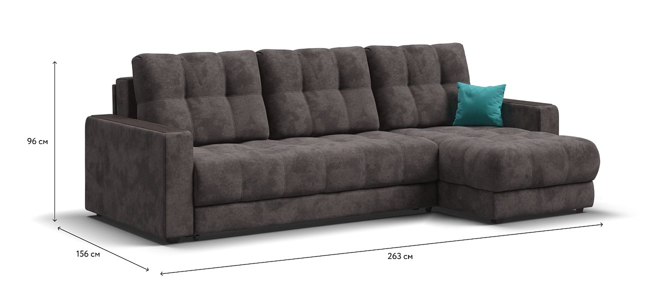 Угловой диван BOSS 3.0 Classic XL велюр Alkantara серый