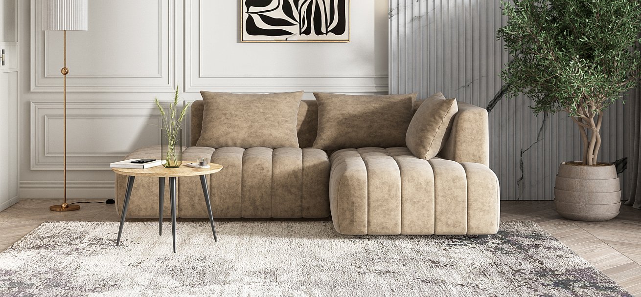 Босс Твин угловой диван правый Велюр Роял тауп