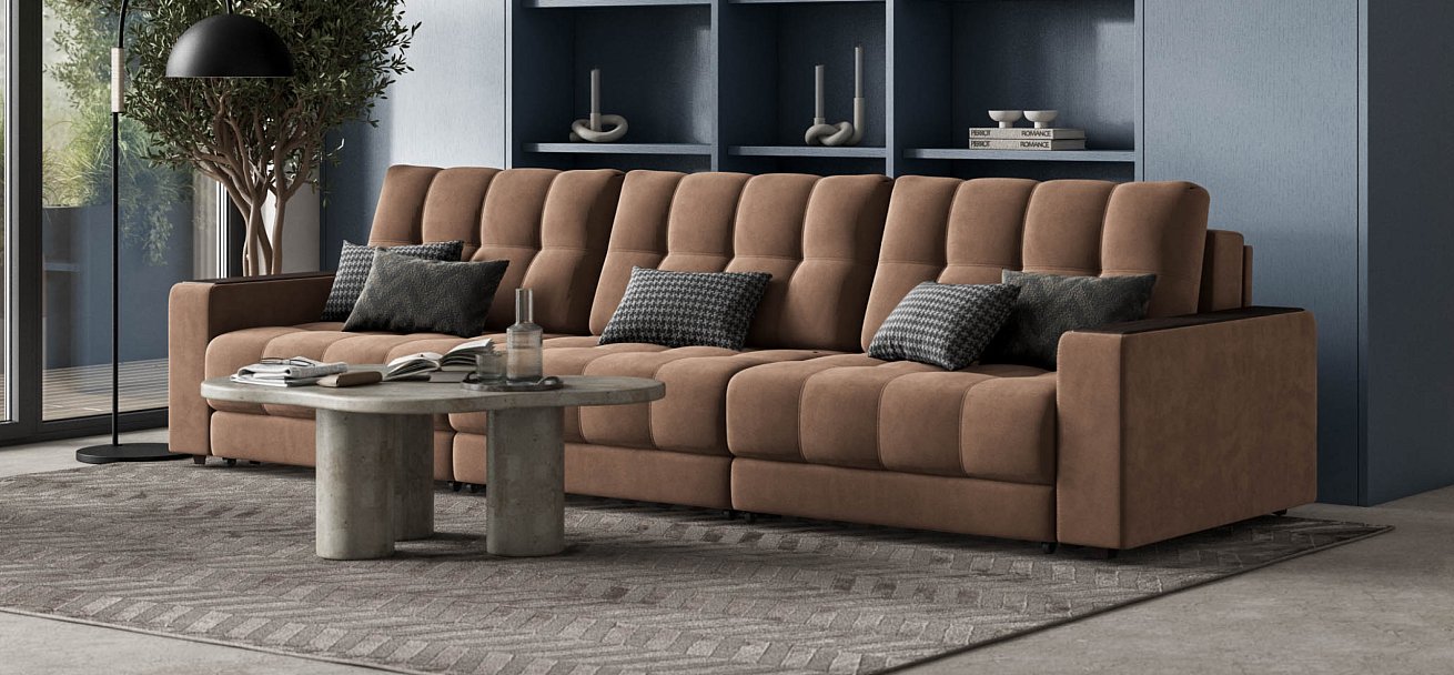 Диван BOSS GRAND Велюр Monolit мокко