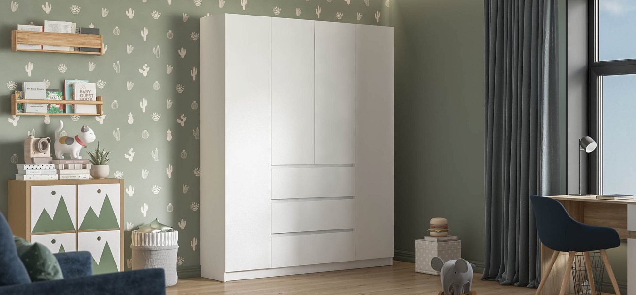 Идея 180 шкаф распашной 4Д+ящики Белый