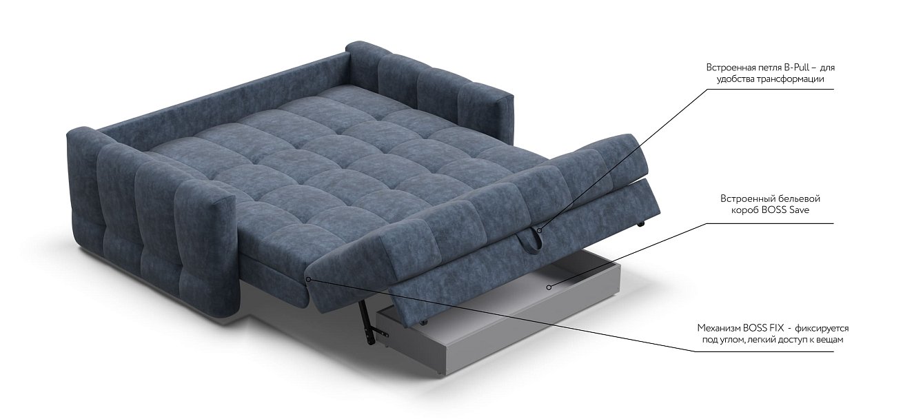 Диван BOSS Sleep 160 Велюр Royal топаз NEW