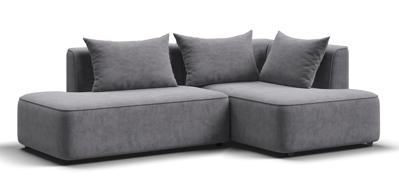 Кинг Твин угловой диван Велюр Роял агат правый