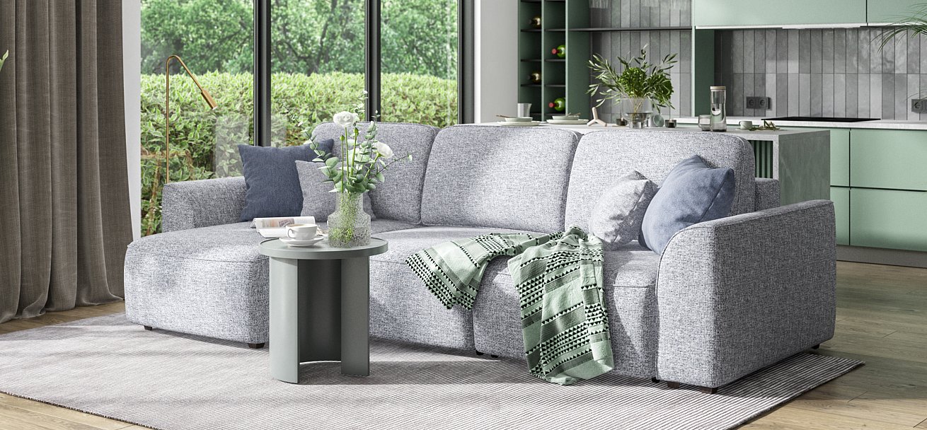 Угловой диван KING SE Рогожка Vento серый