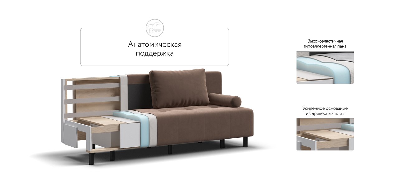 Бостон Мини диван Велюр Монолит мокко