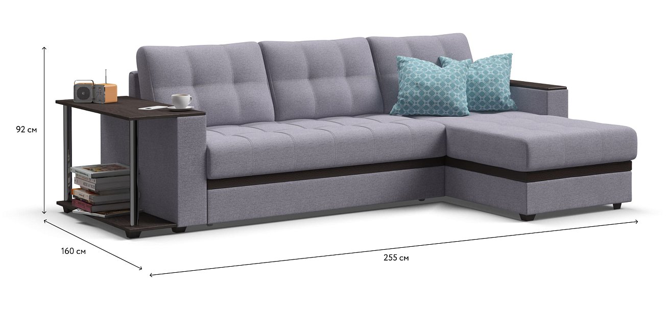 Угловой диван Атланта НПБ рогожка Malmo платина