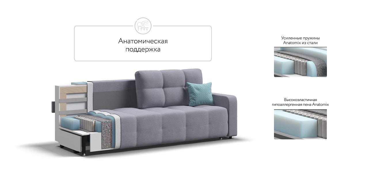 Диван Денди рогожка Malmo платина