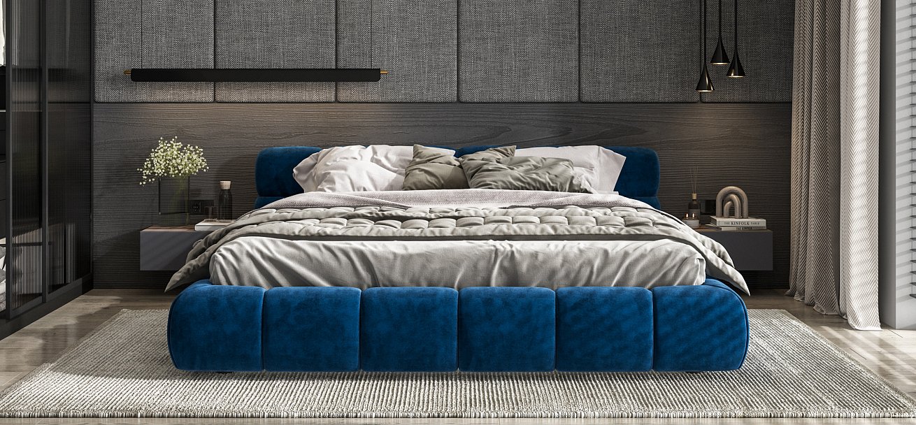 Кровать Босс Дрим 180*200 Про велюр Monolit синяя