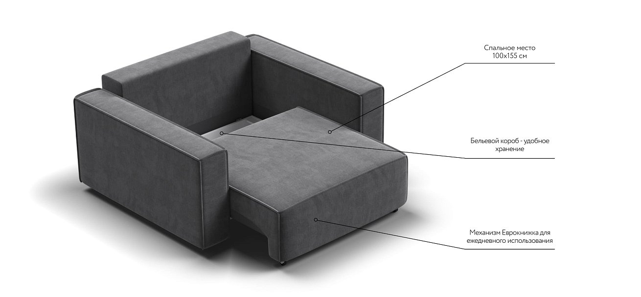 Кресло BOSS SOFT MODOOL велюр Monolit серый