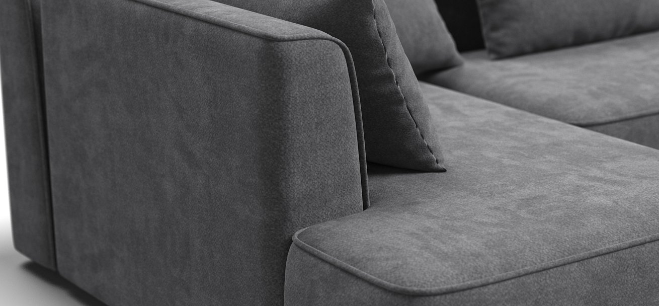 Кинг Твин угловой диван Шенилл Клауд графит левый