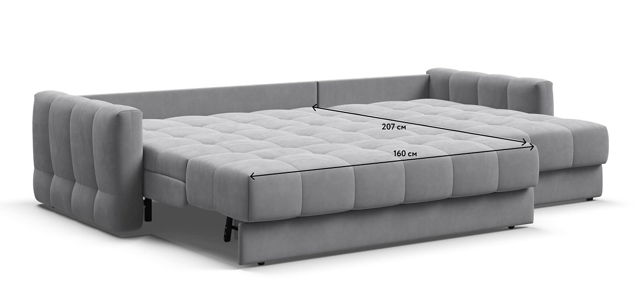 Угловой диван BOSS Sleep 160 велюр Monolit сталь