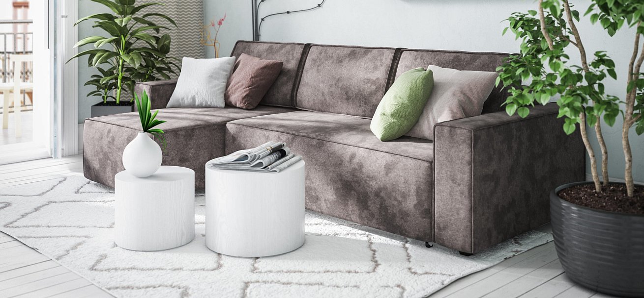 Угловой диван NORD 2.0 Велюр Alkantara серый