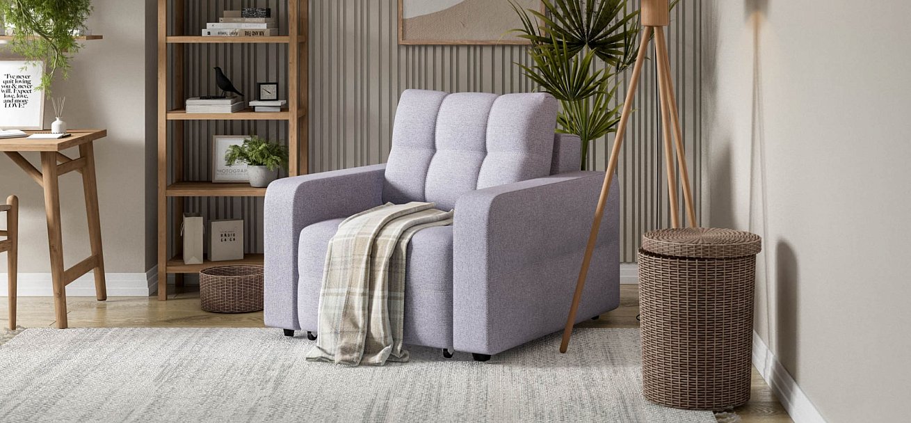 Кресло-кровать Dandy рогожка Malmo платина