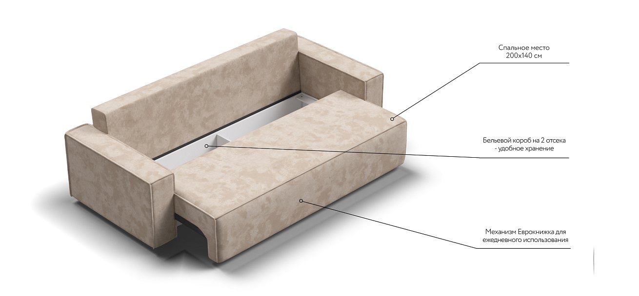 Диван Норд Велюр Alkantara пепел