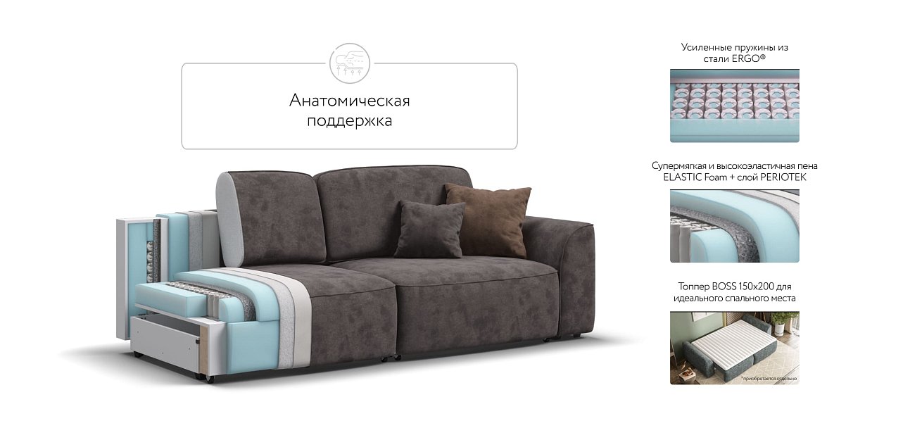 Диван KING SE велюр Alkantara серый