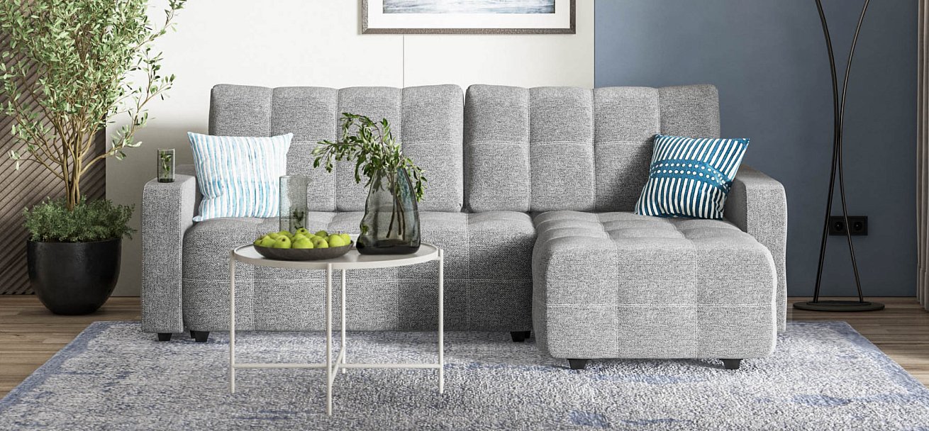 Угловой диван DANDY Euro SE Рогожка Malmo серый