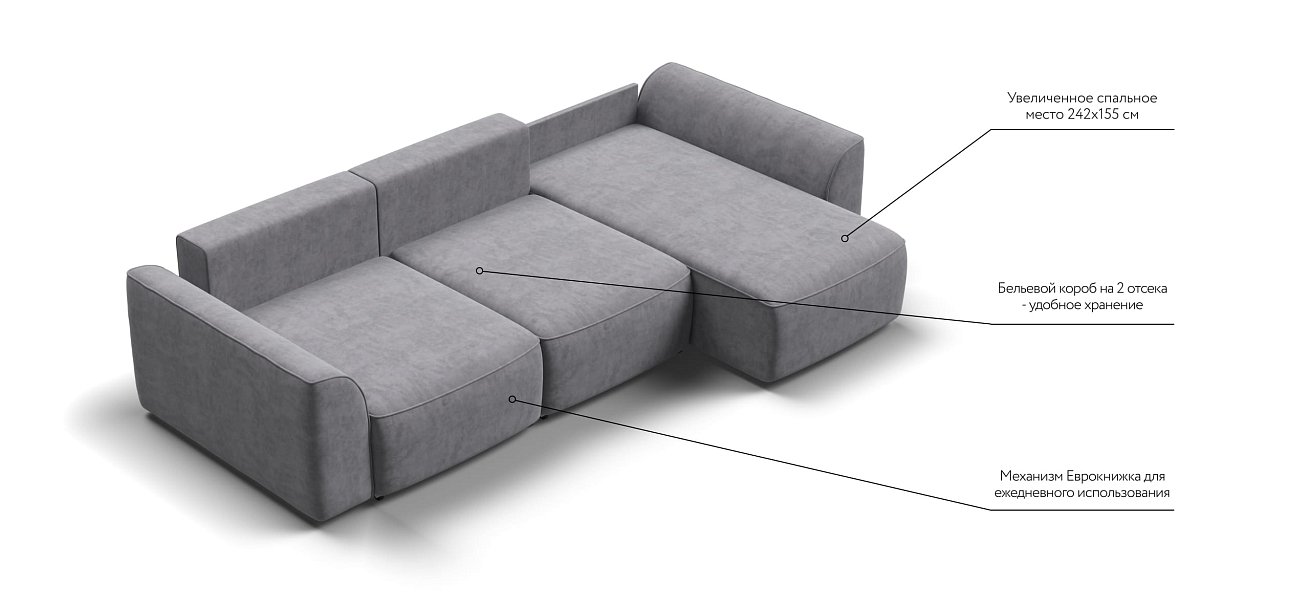 Угловой диван KING SE Велюр Роял агат