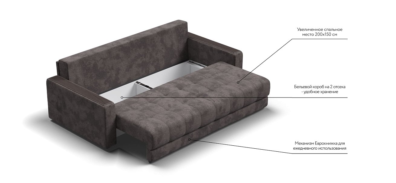 Диван BOSS 2.0 велюр Alkantara серый