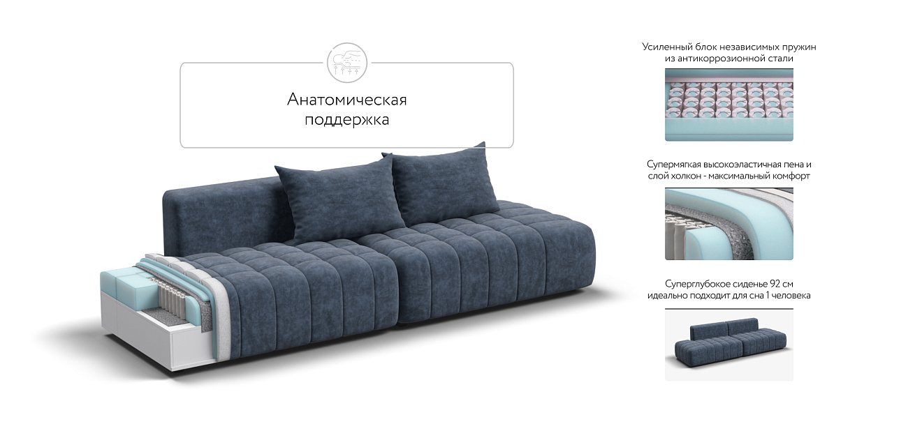 Диван Босс Твин прямой Велюр Royal топаз