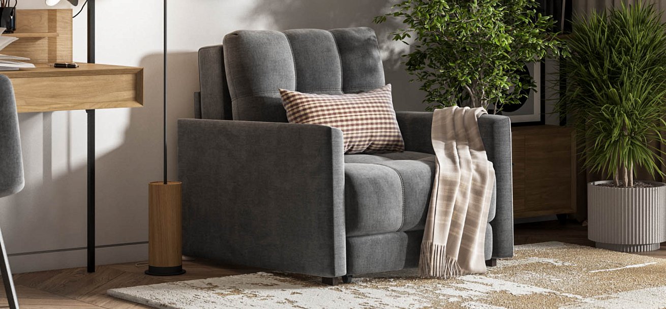 Кресло-кровать BOSS LOFT велюр Monolit серый