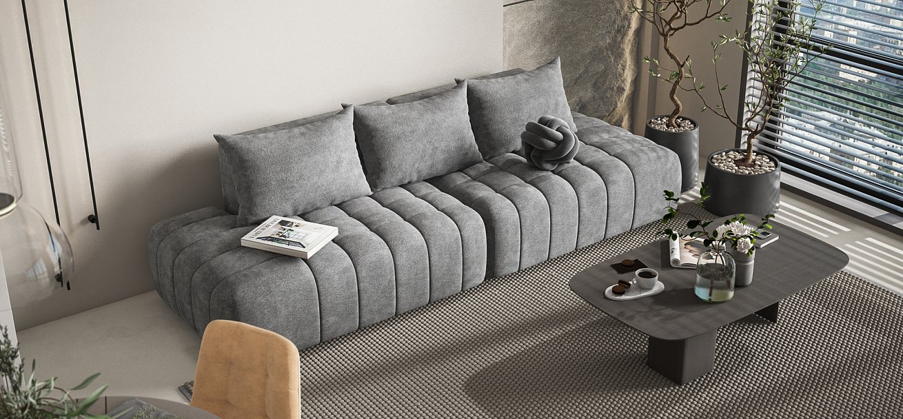 Диван прямой Босс Твин Шенилл CLOUD графит