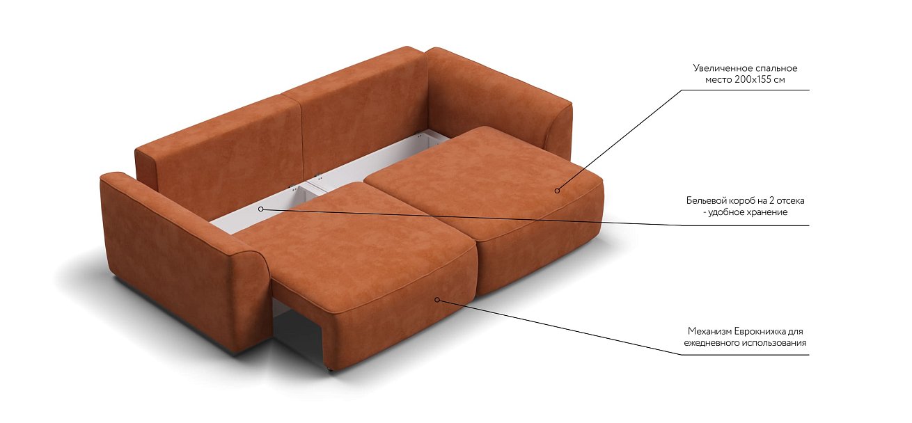 Диван KING SE велюр Alkantara оранж