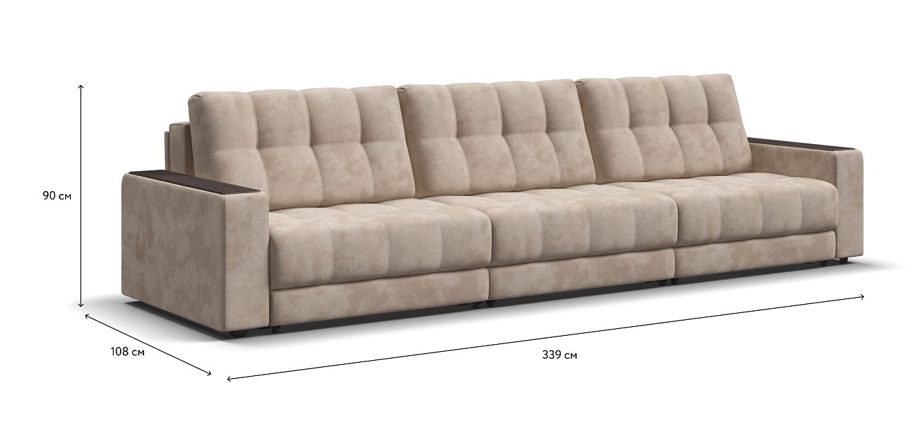 Диван BOSS GRAND Велюр Alkantara пепел